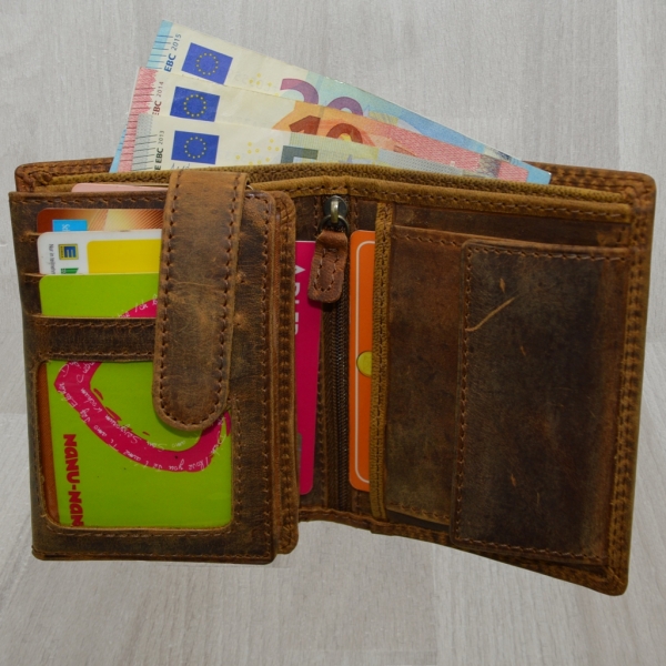 flevado Vintage Wildleder Geldbörse Voll Leder Herren Portemonnaie Hochformat RFID Safe